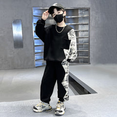 WZH301124-52 بدلة سبورت ولادي قطن قطعتين ( بلوزة + بنطلون)