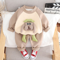 SSX220824-50 طقم شتوي مبطن فرو تقيل بالكامل قطعتين ( بلوزة + بنطلون)