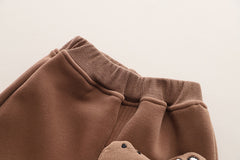 SSX220824-133 طقم شتوي تقيل مبطن فرو بالكامل قطعتين ( بلوزة + بنطلون)