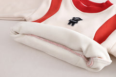 SSX220824-51 طقم ولادي شتوي تقيل مبطن فرو بالكامل قطعتين ( بلوزة + بنطلون) وعلى ظهر الطقم حقيبة