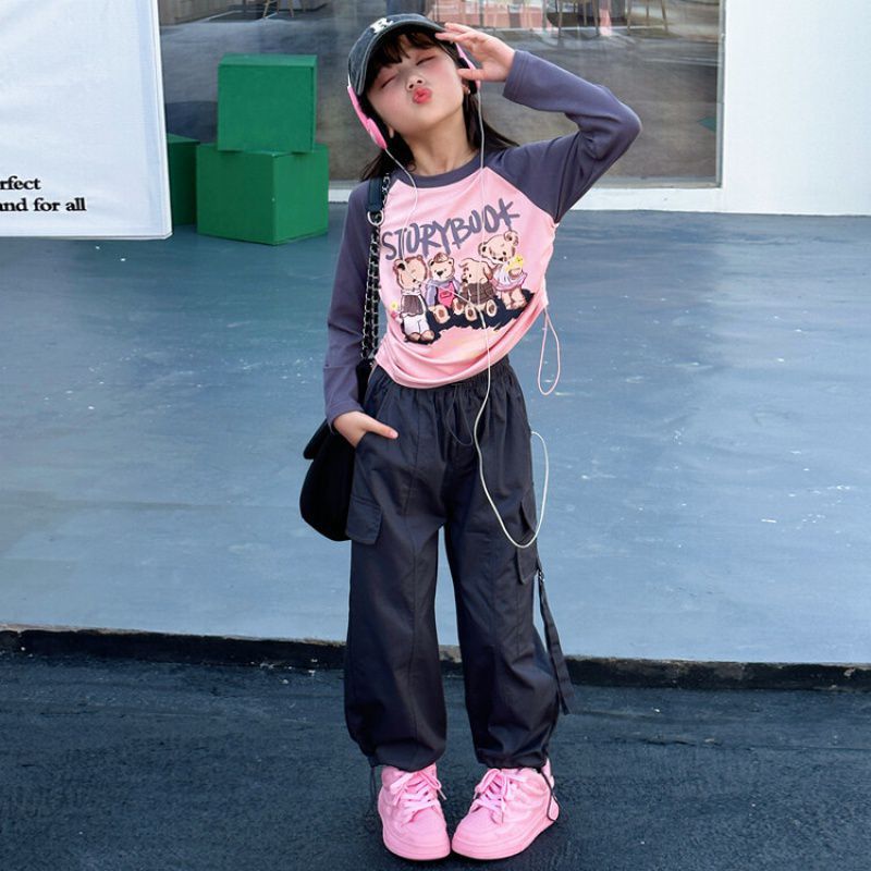 RM171223-40 طقم بناتي ( بلوزة قطنية + بنطلون كتان)