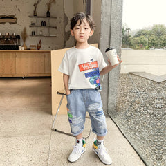 FU14042024-27 طقم ولادي قطعتين ( بلوزة + شورت)