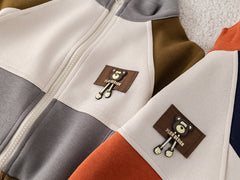 SSX220824-121 بدلة 3 قطع قطن  خريفي ربيعي دافي ( بلوزة + جكيت + بنطلون)