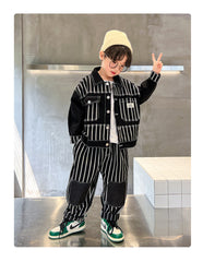 RM1227-16 طقم جينز ولادي قطعتين ( جكيت + بنطلون )