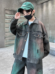 WZH301124-24 طقم جينز ولادي قطعتين ( جكيت + بنطلون)