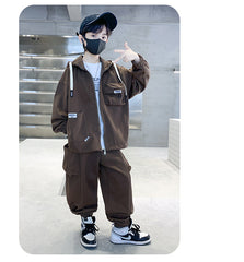 WZ261124-5 ترينج ولادي قطن ربيعي خريفي قطعتين ( جكيت + بنطلون)