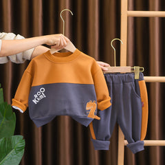 SSN040924-9   طقم ولادي قطن خريفي ربيعي تقيل قطعتين ( بلوزة + بنطلون )