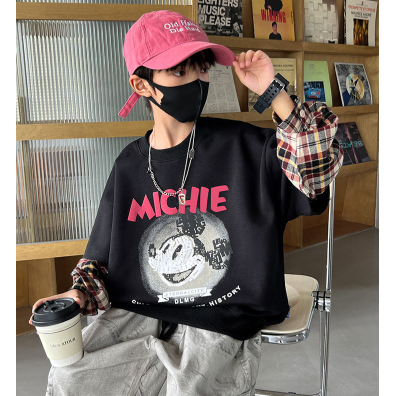 WZH301124-22 هودي ولادي قطن ميكي