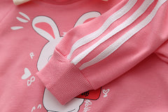 SSN040924-6 طقم بناتي قطعتين قطن خريفي ربيعي دافي ( بلوزة + بنطلون)