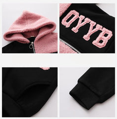 HBC040924-5 طقم بناتي شتوي تقيل مبطن فرو قطعتين ( جكيت + بنطلون)