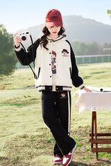 RM090424-3 بدلة سبورت قطني بناتي 3 قطع ( بلوزة + جكيت + بنطلون )