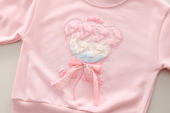 SSN040924-40 طقم بناتي جينز قطعتين ربيعي خريفي ( بلوزة + بنطلون جينز )