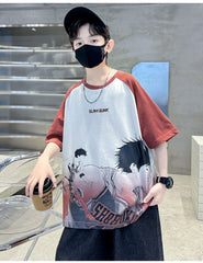 WZH301124-2 بلوزة رسم انمي فادي قطن اصلي 100%