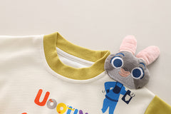 SSX220824-102 طقم قطن اصلي ربيعي خريفي قطعتين (بلوزة + بنطلون)