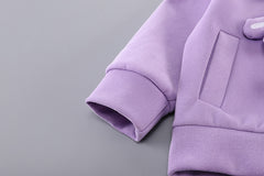 SSN040924-68 طقم بناتي قطن خريفي ربيعي دافي قطعتين ( جكيت + بنطلون)