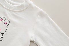 SSN040924-58 طقم بناتي قطن تقيل خريفي ربيعي 3 قطع ( جكيت + بلوزة+ بنطلون)