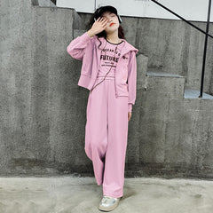 RM150424-3 طقم بناتي سبورت 3 قطع ( بلوزة + جكيت + بنطلون)