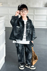 RM1227-32 طقم جينز قطعتين ( جكيت + بنطلون ) خريفي تقيل