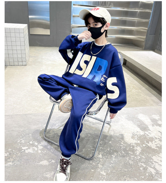 WZ261124-15 ترينج ولادي قطن خريفي ربيعي قطعتين ( بلوزة + بنطلون) خامة ممتازة