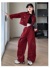 WZH191124-42 طقم جينز قطعتين ( جكيت + بنطلون)