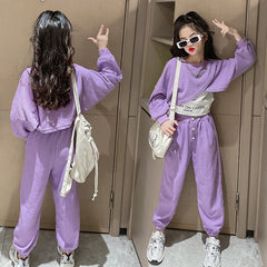 AO0508-137 طقم سبورت بناتي قطني 3 قطع بتصميم عصري مميز وخامة ممتازة