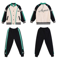 HBC040924-10 طقم بناتي شتوي مبطن فرو قطعتين ( جكيت + بنطلون)