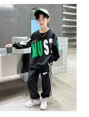 WZS040924-6 طقم ولادي قطني خريفي ربيعي قطعتين ( بلوزة + بنطلون)