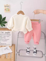 SSN040924-64 طقم بناتي ميكي قطن دافي خريفي ربيعي قطعتين ( بلوزة + بنطلون)