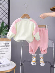 SSN040924-42  طقم ولادي قطن دافي خريفي ربيعي قطعتين (بلوزة + بنطلون )