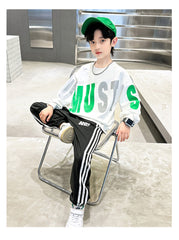 WZS040924-6 طقم ولادي قطني خريفي ربيعي قطعتين ( بلوزة + بنطلون)