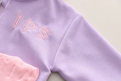 SSN040924-53 طقم بناتي قطن تقيل خريفي ربيعي قطعتين ( جكيت + بنطلون)