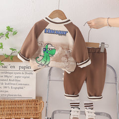 SSX220824-113 ترينج ولادي قطعتين خريفي ربيعي ( جكيت + بنطلون) مع اضاءة للديناصور