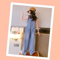 RM150424-5 طقم افرهول قطعتين ( بلوزة + افرهول جينز ناعم )