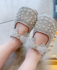 WDY260924-1 حذاء بناتي للمناسبات مزين الستراس والدانتيل