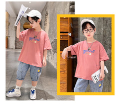 FU14042024-53 طقم ولادي قطعتين ( بلوزة + بنطلون)