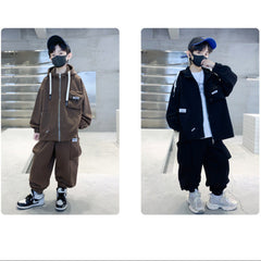 WZ261124-5 ترينج ولادي قطن ربيعي خريفي قطعتين ( جكيت + بنطلون)