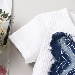 EU120424-32 طقم صيفي قطعتين ( بلوزة + شورت)