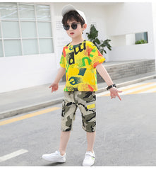 SS-2333B طقم ولادي كتان جيشي + بلوز قطنية