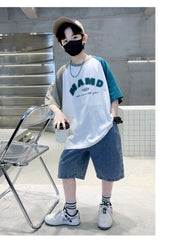 FU14042024-60 طقم ولادي صيفي قطعتين ( بلوزة + بنطلون)