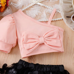 EU120424-40 طقم بناتي قطعتين ( بلوزة + تنورة )