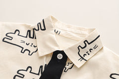 SSX220824-118 طقم ولادي 4 قطع ( قميص + فست صوف + جرافة + بنطلون )