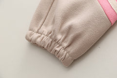 SSN040924-6 طقم بناتي قطعتين قطن خريفي ربيعي دافي ( بلوزة + بنطلون)