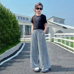 RM150424-36 طقم بناتي صيفي قطعتين ( بلوزة + بنطلون)