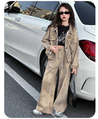 WZH191124-15 طقم جينز قطعتين ( جكيت + بنطلون)