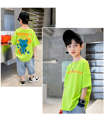 FU14042024-52 طقم ولادي صيفي قطعتين ( بلوزة + بنطلون)