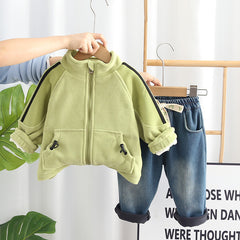 SSN040924-14 طقم شتوي تقيل مبطن بالكامل ( جكيت + بنطلون جينز مبطن )