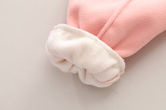 SSX220824-34 طقم بناتي أرنوب شتوي تقيل مبطن فرو بالكامل قطعتين ( بلوزة + بنطلون)