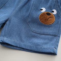 SSX220824-33 طقم صيفي قطعتين ( بلوزة بحقيبة قماش + شورت)