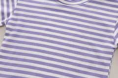 SSN040924-30 طقم افرهول جينز بناتي شورت قطعتين ( بلوزة قطن + افرهول جينز )