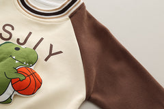 SSX220824-146 بدلة ديناصور قطن اصلي 100% قطعتين ( بلوزة + بنطلون )